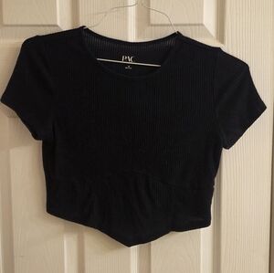 Women's Black Ribbed Crop Top